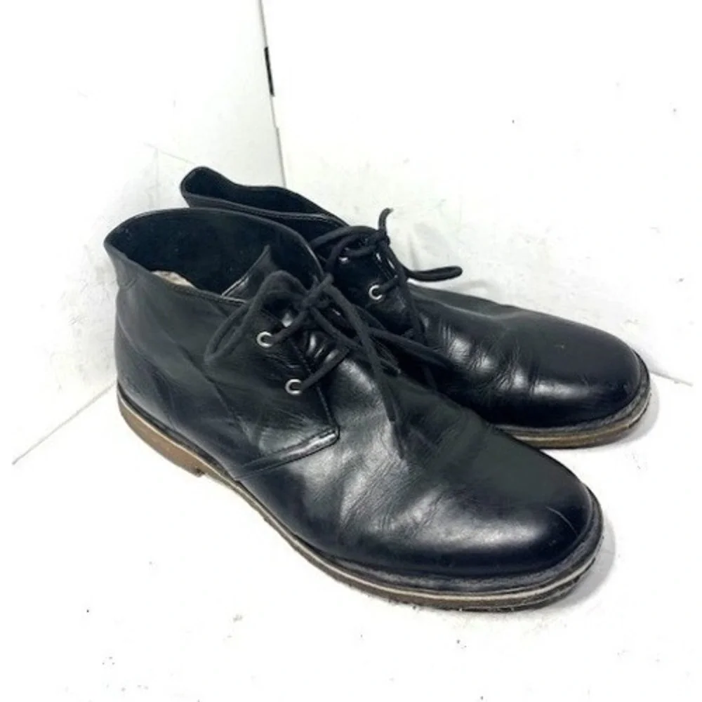 UGG Australia Leighton Black Leather Chukka Desert Boots Mens 11 S/N 3275